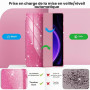 INFILAND Coque pour Samsung Galaxy Tab S10 Lite/S10 FE/S9 FE 5G 10,9"/Tab S9 11" avec Porte-Stylo S, Jolie À Paillettes avec Dos
