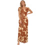 AUSELILY Femmes Maxi Robe Madame Manches Courtes été Casual Longue Robe avec Poche