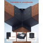 VEVOR Kit Supports de Pergola, Lot de 8, Support de Poteau Bois 92x92 mm, 4 Supports d'angle 3 Voies, 4 Bases de Poteaux, Acier
