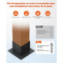 VEVOR Kit Supports de Pergola, Lot de 8, Support de Poteau Bois 92x92 mm, 4 Supports d'angle 3 Voies, 4 Bases de Poteaux, Acier