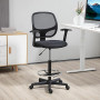Vinsetto Chaise Bureau Ergonomique, Fauteuil de Bureau avec Repose-Pieds Ajustable, Chaise de Dessin à Dossier en Maille, Hauteu