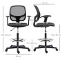 Vinsetto Chaise Bureau Ergonomique, Fauteuil de Bureau avec Repose-Pieds Ajustable, Chaise de Dessin à Dossier en Maille, Hauteu