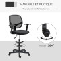 Vinsetto Chaise Bureau Ergonomique, Fauteuil de Bureau avec Repose-Pieds Ajustable, Chaise de Dessin à Dossier en Maille, Hauteu