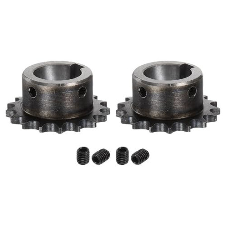 QUARKZMAN 2Pcs Pignon de Chaîne à Rouleaux ISO/DIN 06B-1 Type B, Alésage de 25mm, Pas de 3/8", en Acier A3, Simple Brin, Denture
