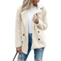 WZDD Boutons D'Automne Et D'Hiver, Revers, Cardigan En Molleton Ample, Manteau De Laine De Mouton Femmes, Vestes, Hauts