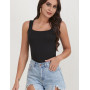 BQTQ 5 Pièces Débardeur Femme Tank Tops Extensibles Crop Top sans Manches Maillots de Corps à Col Carré Débardeur