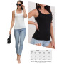 BQTQ 5 Pièces Débardeur Femme Tank Tops Extensibles Crop Top sans Manches Maillots de Corps à Col Carré Débardeur