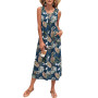 PLOKNRD Robe Longue Femme Été - Robe sans Manches Maxi Plage à Boutons avec Poches - Robe Décontractée Tank Top pour Vacances