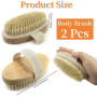 2 Pièces Brosse à sec pour le corps, Brosse exfoliante physique, Brosse masseuse pour le drainage lymphatique, brosse de bain à