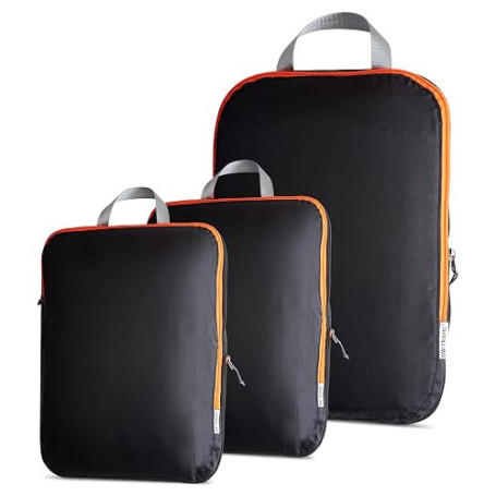 OW-Travel Organisateur de Valise Compressible (3 pièces, Moyen/Large, Noir) Organisateur Valise, Sac de Compression Voyage. Orga