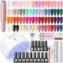 COSCELIA 40PCS Kit Ongle Gel UV Complet avec Ponceuse pour Ongles Lampe UV,35 Couleurs Vernis Semi Permanent Base et Top Coat Dé