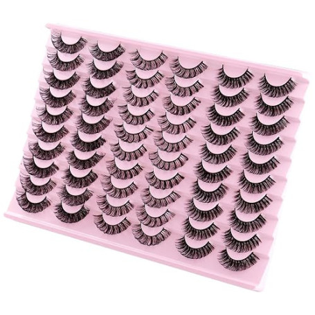30 Paires de Faux Cils 3D pour Femmes, Cils Vaporeux en Faux Vison Moelleux, Faux Cils Épais, Cils Croisés en Désordre, Volume 3