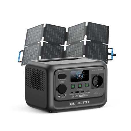 BLUETTI Elite 30 V2 Générateur Portable Urgence avec Panneau Solaire 60W (Expédié Séparément), 288Wh 600W (Puissance de Surcharg