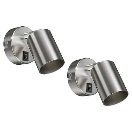 ledscom.de 2 pièces Applique WAIKA, interrupteur, inox mat, ronde, 1x GU10 max. 60W