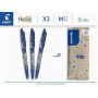 PILOT - Lot de 3 FriXion Ball 07 - Stylo Effaçable à Encre Thermosensible - Stylo Roller Rechargeable - Bleu - Pointe Moyenne