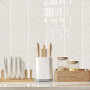 Alwayspon Lot de 10 feuilles 29 x 23 cm Autocollants 3D en vinyle blanc beige pour mur, autocollants carrelage à coller et décol