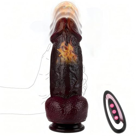 Gode Vibromasseur Sex Toýs Femme - Réaliste Large Sex Toys avec 10 Vibrations & 3 Poussées, Godemichets et Chauffage Vibromasse