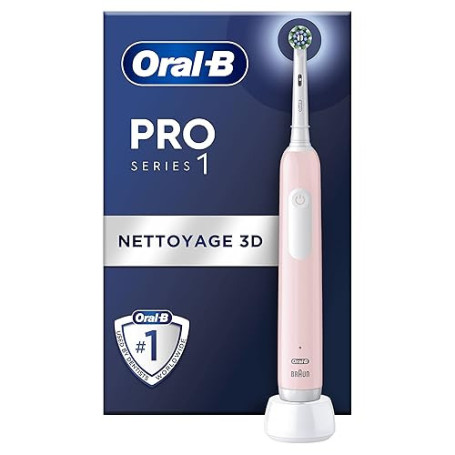 Oral-B Brosse à Dents Electrique Pro 1 avec Brossette de Rechange, Rose | 3 Modes de Nettoyage dont Douceur, Brossage avec des O