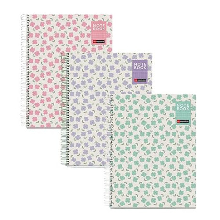 Miquelrius - Lot de 3 cahiers A4 quadrillés 5x5 mm, Couverture rigide carton plastifié, 80 feuilles microperforées chacun, Papie