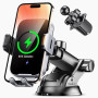 ISEYOU Support Telephone Voiture Induction, 15W [Serrage Automatique] Chargeur Induction Voiture sans Fil avec QC 3.0 Chargeur A