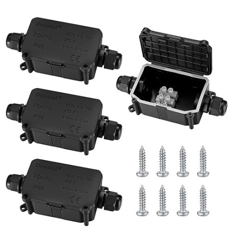 4 Pièces Boîte de Jonction étanche IP66, Boite de Derivation Etanche Exterieur, Connecteur de Câble 2 Voies Connexions PG9 pour
