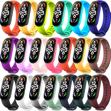 BANGTING 20 Couleurs Bracelets Compatible avec Xiaomi Mi Band 7 / 6 / 5 / Amazfit Band 5, Bracelet de Remplacement