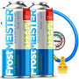 FrostMEISTER Kit de recharge 3 en 1 pour climatisation de voiture (2 boîtes de 400 ml + tuyau avec manomètre et adaptateur) – Li