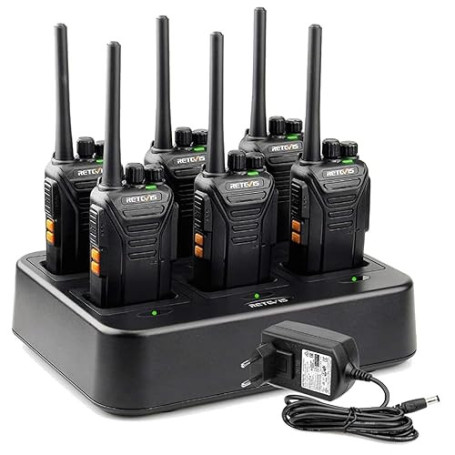 Retevis RT27 Talkie Walkies Professionnel, Longue Portée Talkie -Walkie Rechargeable avec Chargeur à 6 RMR 446 sans Licence, Rad