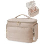 WANDF Trousse de Toilette Voyage, Grand Sac à Maquillage à Ouverture Étendue avec Poignée, Sac Cosmétique Gonflé pour Toiletries