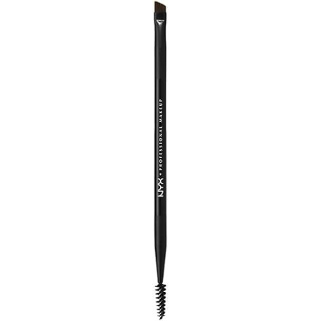NYX Professional Makeup Pinceau à Sourcils Double-Embout Pro avec Goupillon et Pinceau Biseauté, Noir