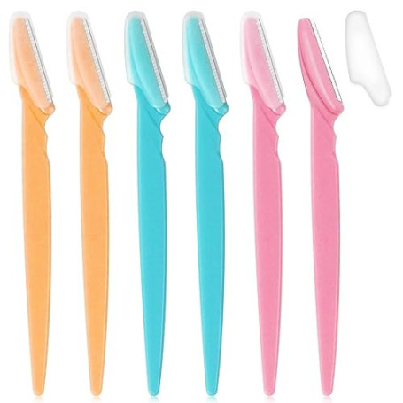 Sularpek Lot de 6 lames pour sourcils, eyebrow rasoir, sourcils de sécurité faciale avec couvercle de précision, outil exfoliant