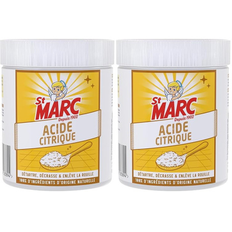 St Marc Acide Citrique Nettoyant menager 100% d'Origine Naturelle 500 g - Détartre, Décape & Enlève la rouille (lot de 2)