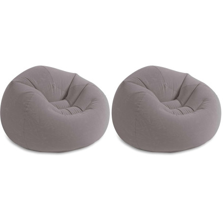 Intex Fauteuil Gonflable Beanless Bag - Pouf - 114 x 114 x 71 cm, Gris (Lot de 2)