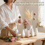JBER Lot de 12 Petits Vases Décoratifs - 13 cm Vase Blanc en Céramique Mate pour Herbe de la Pampa, Fleurs Séchées - Décoration 