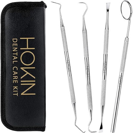 HOKIN 4pcs Detartreur Dentaire Kit Dents en acier Inoxydable kit de Nettoyage Calcul Calculateur de Plaque Hygiène Scanner Croch