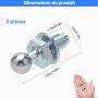 M8 Rotule à bille 2 pcs, boulon à bille en acier inoxydable, tête sphérique de 10 mm pour ressorts à gaz, filetage M8 Tête sphér