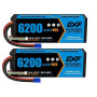 DXF Batterie LiPo 4S 14.8V 6200mAh 80C EC5 Pack 2X Voiture RC 1/8 1/10 Buggy Truggy Monster Truck Polymère Lithium Décharge Rapi