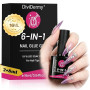 2X8ml Colle Faux Ongles UV 6 en 1 Professionnelle, Colle Capsule Extra Forte et Transparente, 2X8ml Gel Capsule Ongle pour Pose