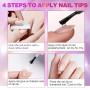 2X8ml Colle Faux Ongles UV 6 en 1 Professionnelle, Colle Capsule Extra Forte et Transparente, 2X8ml Gel Capsule Ongle pour Pose