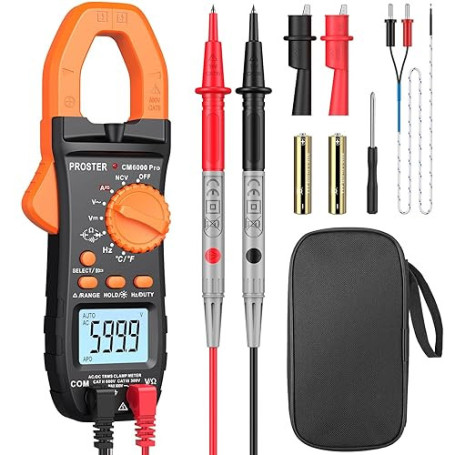 Proster 800A Pince Ampèremétrique Numérique Avancé NCV, 6000 Counts Multimètre Professionnel TRMS – Testeur Électrique de Couran