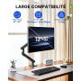 HUANUO Support Ecran PC pour écrans 13–32", Bras écran PC MechaSpring (Inclinaison/pivotement/Rotation), FlowLift Pro Montage VE