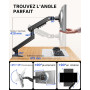 HUANUO Support Ecran PC pour écrans 13–32", Bras écran PC MechaSpring (Inclinaison/pivotement/Rotation), FlowLift Pro Montage VE