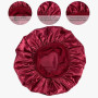 Cheerhom Bonnet Satin Cheveux Nuit，2pcs Bonnet Soie Bonnet en Satin avec 2 Élastiques Cheveux, Texturé de Soie, Bonnet de Nuit F