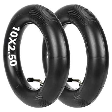 Satgoo Chambre à Air 10x2,50 pour Trottinette Électrique, 2 MM Double Épaisseur, pour 10 Pouces Pneus 60/70-6,5, 3 Types de Valv