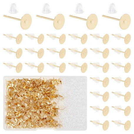 UNICRAFTALE Environ 500 Pcs Boucles d'Oreilles en Or avec écrous d'oreille en Plastique 304 Boucles d'Oreilles en Métal Hypoalle