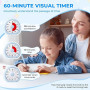 Diboniur Minuteur Visuel Enfant Rechargeable, 60 Minutes Timer Compte à Rebours Silencieux, Timer Enfant Apprentissage, Outil de