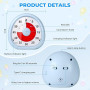 Diboniur Minuteur Visuel Enfant Rechargeable, 60 Minutes Timer Compte à Rebours Silencieux, Timer Enfant Apprentissage, Outil de