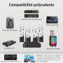 TONOR Système de Micro sans Fil avec 4 émetteurs de Poche/micros-Cravates/Casque à Effet Hall, 4x5 fréquences, portée 60m, pour