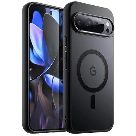 JETech Coque Magnétique pour Google Pixel 9/9 Pro 2024, Compatible avec MagSafe, Étui Housse Antichoc à Dos Translucide Mat (Noi