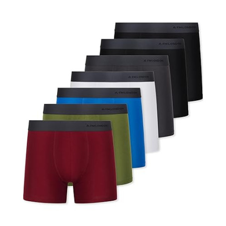 FM London Lot de 7 Boxers, Boxer pour Homme, Caleçon pour Homme sans Étiquette, Riche en Coton, Respirant, Doux et Extensible